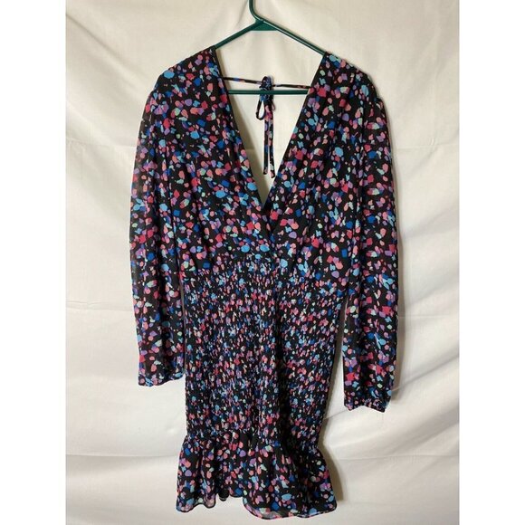 LEYDEN WOMENS SIZE XL 16/18 FAUX WRAP DRESS VNECK LONG SLEEVE DOT PATTERN - Picture 1 of 3